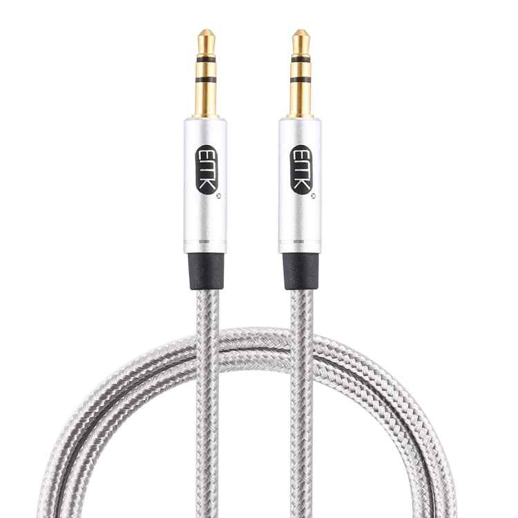 EMK 3.5mm Male to Male Gold-plated Plug Cotton Braided Audio Cable for Speaker / Notebooks / Headphone, Length: 1m