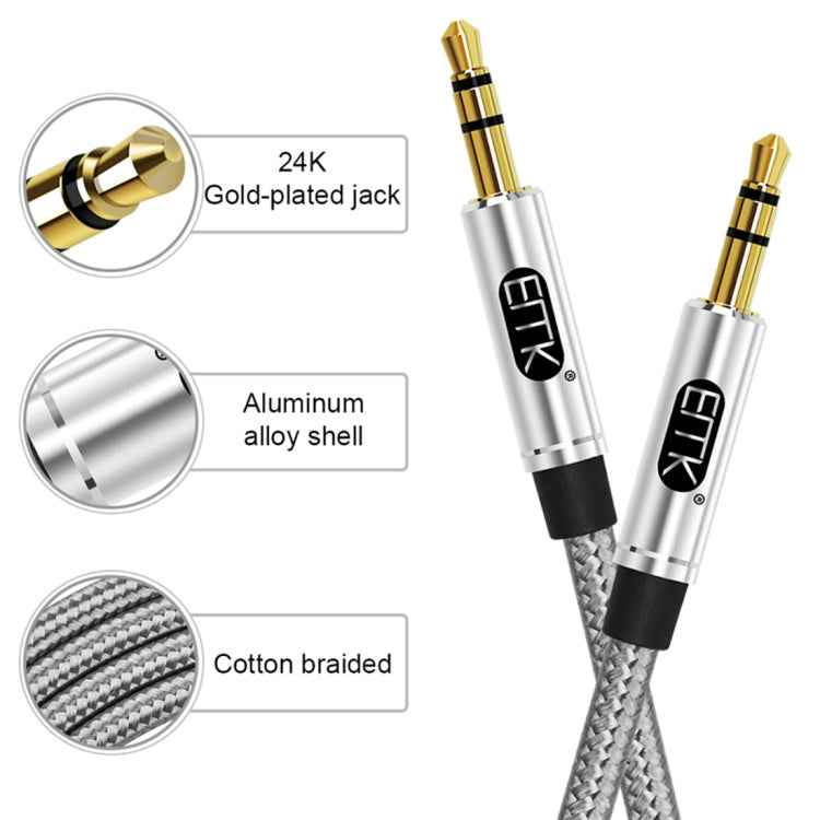 EMK 3.5mm Male to Male Gold-plated Plug Cotton Braided Audio Cable for Speaker / Notebooks / Headphone, Length: 1m