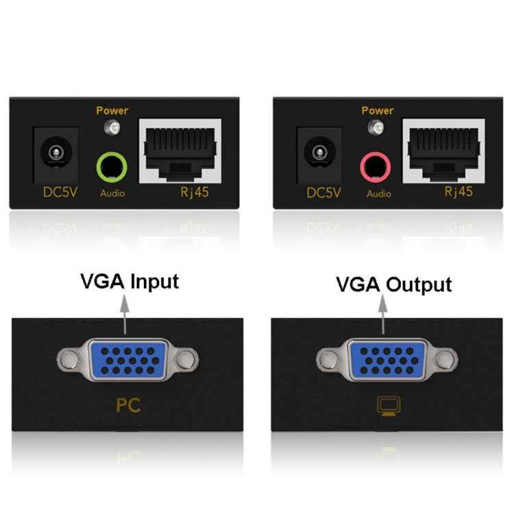 VGA & Audio Extender 1920x1440 HD 100m Cat5e / 6-568B Network Cable Sender Receiver Adapter