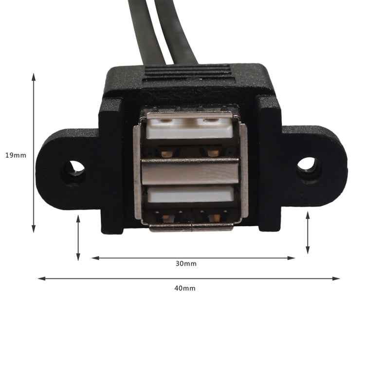 bk3507 Dual USB 2.0 Male to Dual USB Female Extension Cable with Fixing Hole, Length: 50cm, 2 USB 2.0 AM to 2 USB 2.0 AF