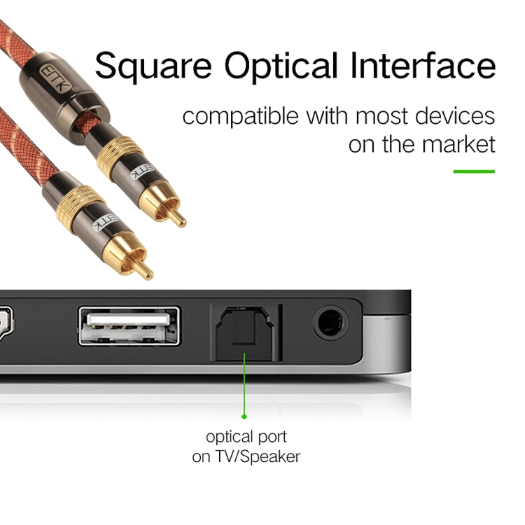 EMK TZ/A 8m OD8.0mm Gold Plated Metal Head RCA to RCA Plug Digital Coaxial Interconnect Cable Audio / Video RCA Cable, Length: 8m