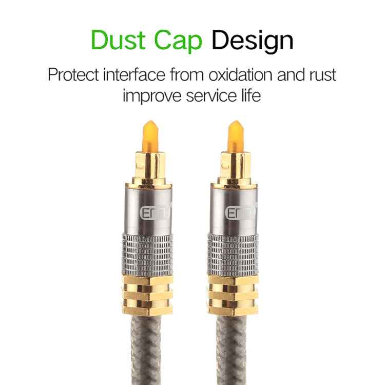 EMK YL-A 10m OD8.0mm Gold Plated Metal Head Toslink Male to Male Digital Optical Audio Cable