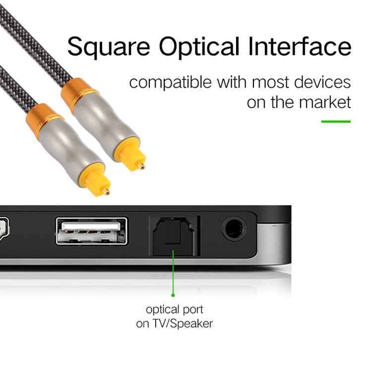 5m OD6.0mm Gold Plated Metal Head Woven Line Toslink Male to Male Digital Optical Audio Cable