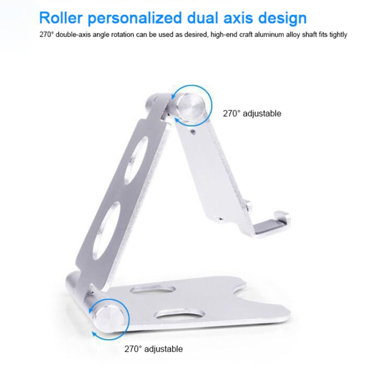 ROOSTAND R2 Aluminum Alloy Mobile Desktop Tablet Bracket Double Folding Lazy Artifact, Size: 6.4x7x9cm, R2 Rose Gold, R2 Rose Red, R2 Silver, R2 Black, R2 Champagne Gold