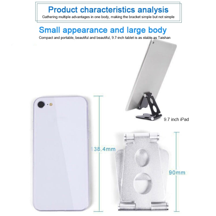 ROOSTAND R2 Aluminum Alloy Mobile Desktop Tablet Bracket Double Folding Lazy Artifact, Size: 6.4x7x9cm, R2 Rose Gold, R2 Rose Red, R2 Silver, R2 Black, R2 Champagne Gold