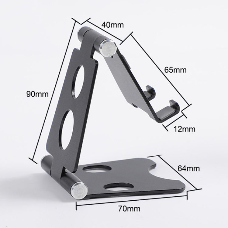 ROOSTAND R2 Aluminum Alloy Mobile Desktop Tablet Bracket Double Folding Lazy Artifact, Size: 6.4x7x9cm, R2 Rose Gold, R2 Rose Red, R2 Silver, R2 Black, R2 Champagne Gold