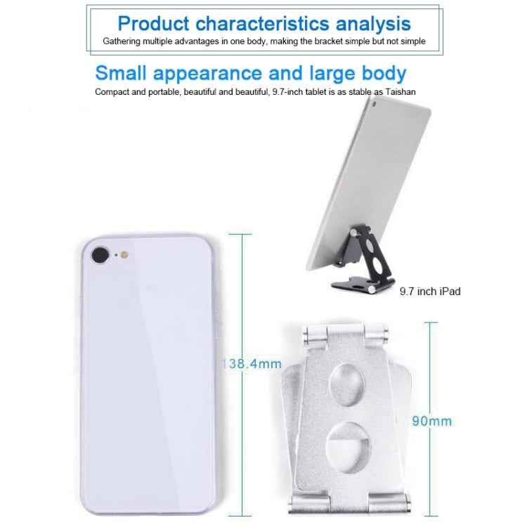 ROOSTAND R2 Aluminum Alloy Mobile Desktop Tablet Bracket Double Folding Lazy Artifact, Size: 6.4x7x9cm