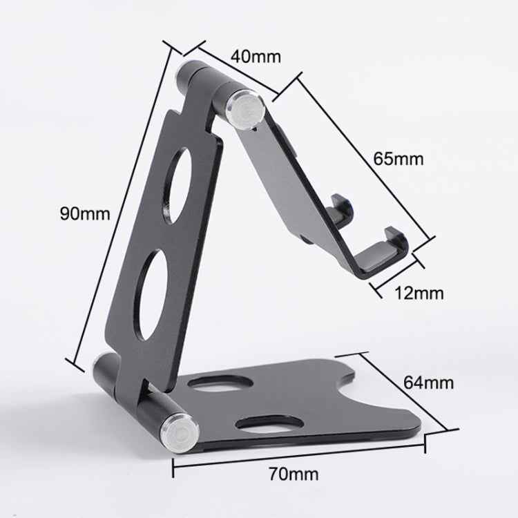ROOSTAND R2 Aluminum Alloy Mobile Desktop Tablet Bracket Double Folding Lazy Artifact, Size: 6.4x7x9cm