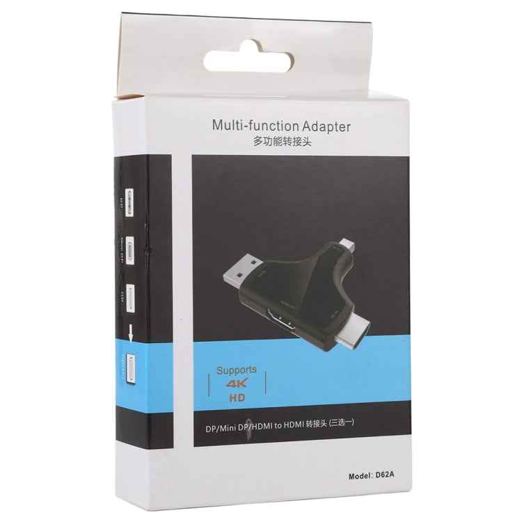 D62A DisplayPort + Mini DP + HDMI Male to HDMI Female 3 in 1 Adapter