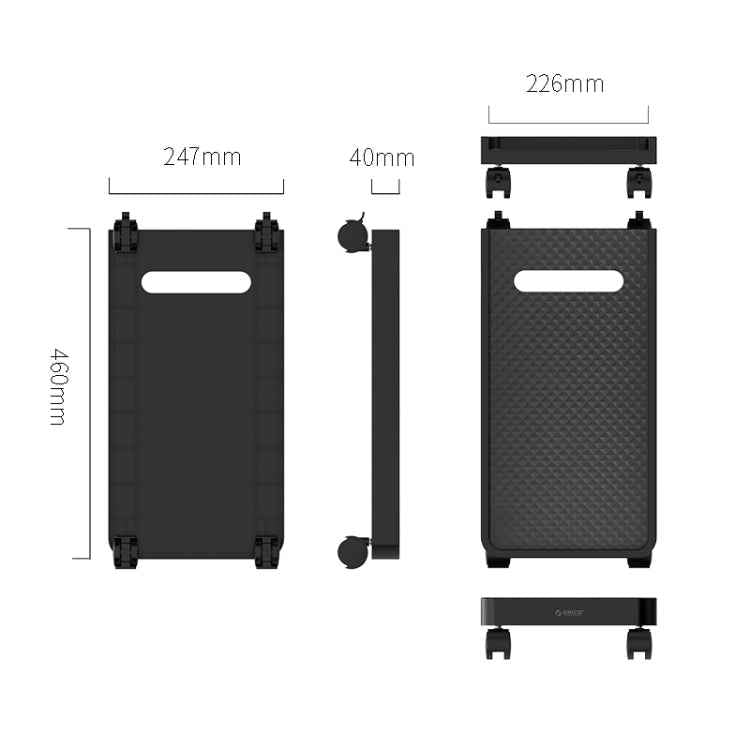 ORICO CPB2-BK-BP Computer Host Bracket with Wheels