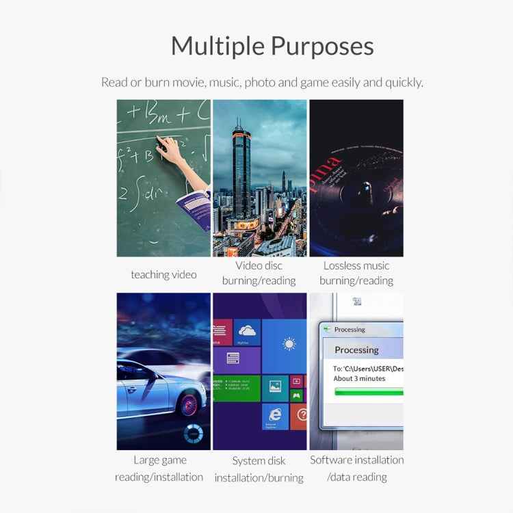 ORICO DVD-XD007 Portable USB 3.0 Interface External CD DVD Optical Drive CD/DVD-RW Recorder