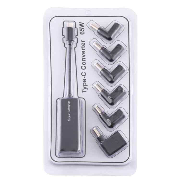 Laptop Power Adapter 65W USB-C / Type-C Converter to 6 in 1 Power Adapter