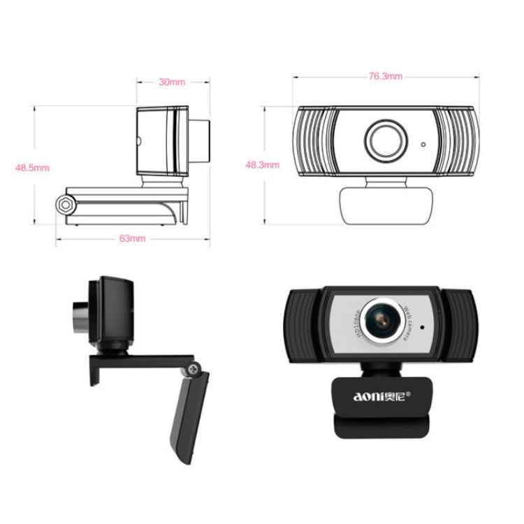 Aoni C33 Beauty FHD 1080P IPTV WebCam Teleconference Teaching Live Broadcast Computer Camera with Microphone, Drive-free Plug and Play