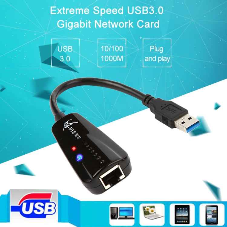 DIE WU TXA042 Realtek 8153 USB 3.0 to Gigabit Ethernet RJ45 LAN 10/100/1000Mbps Network Card Adapter