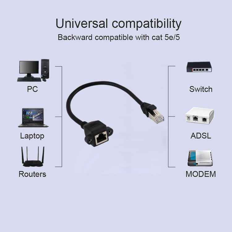 RJ45 Female to Male CATE5 Network Panel Mount Screw Lock Extension Cable , Length: 0.6m