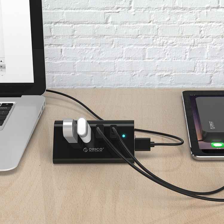 ORICO SHC-U3 ABS Material Desktop 4 Ports USB 3.0 HUB with Phone / Tablet Holder & 1m USB Cable & LED Indicator