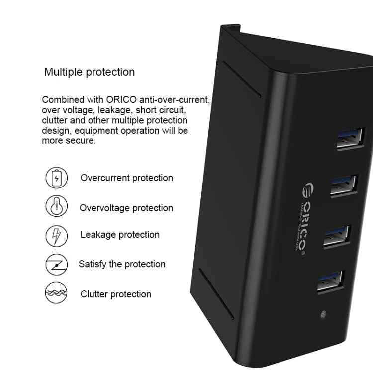 ORICO SHC-U3 ABS Material Desktop 4 Ports USB 3.0 HUB with Phone / Tablet Holder & 1m USB Cable & LED Indicator