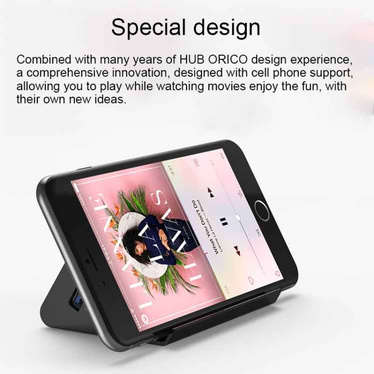 ORICO SHC-U3 ABS Material Desktop 4 Ports USB 3.0 HUB with Phone / Tablet Holder & 1m USB Cable & LED Indicator