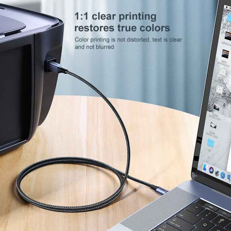 Ugreen Type-C / USB-C to Type-B Printer Nylon Braid Connect Data Cable, Length: 1.5m