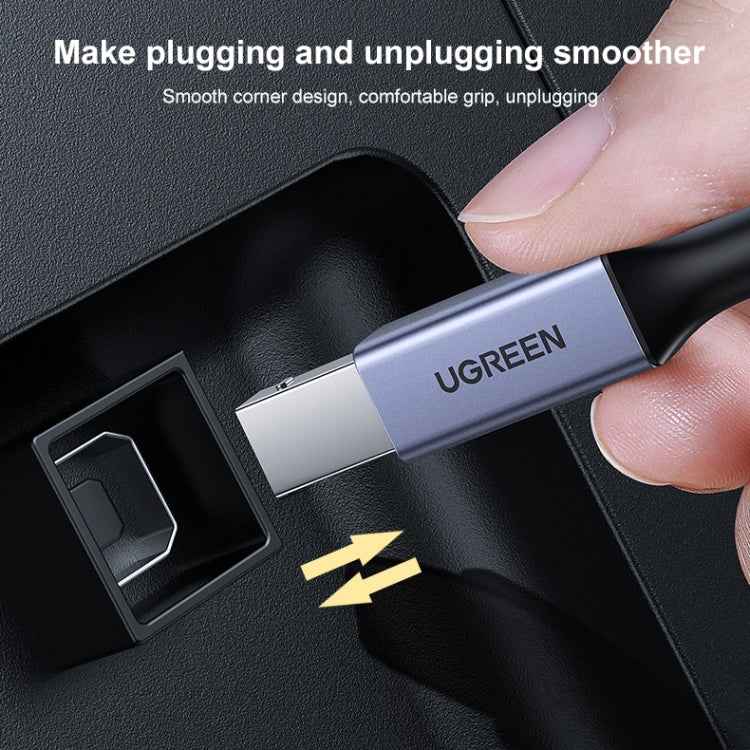 Ugreen Type-C / USB-C to Type-B Printer Nylon Braid Connect Data Cable, Length: 1.5m