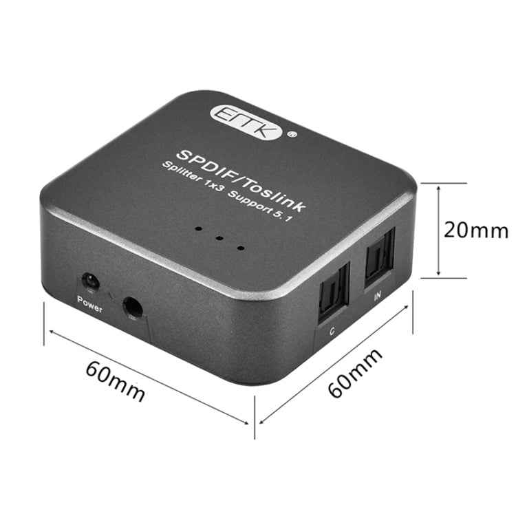 EMK 1 Input 3 Output Digital Optical Audio SPDIF Toslink Splitter Adapter