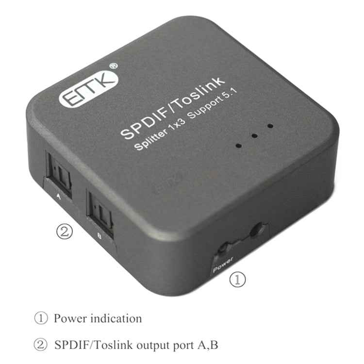 EMK 1 Input 3 Output Digital Optical Audio SPDIF Toslink Splitter Adapter