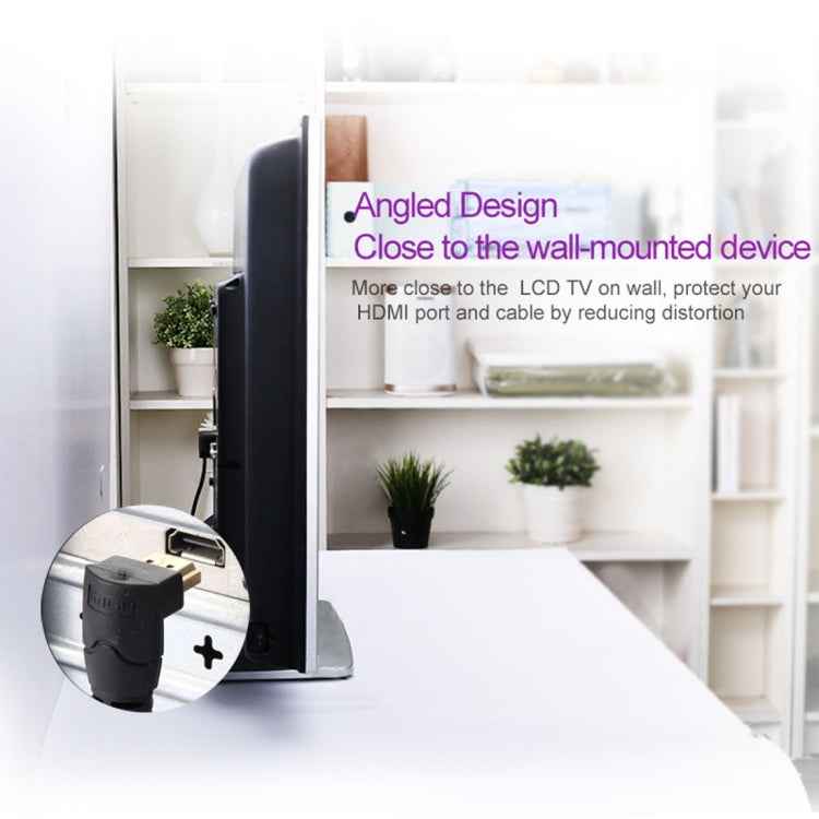 30cm 4K*2K HDMI 2.0 Version High Speed 270 Degree Right Angle HDMI Male to 270 Degree Right Angle HDMI Male Cable with Ethernet