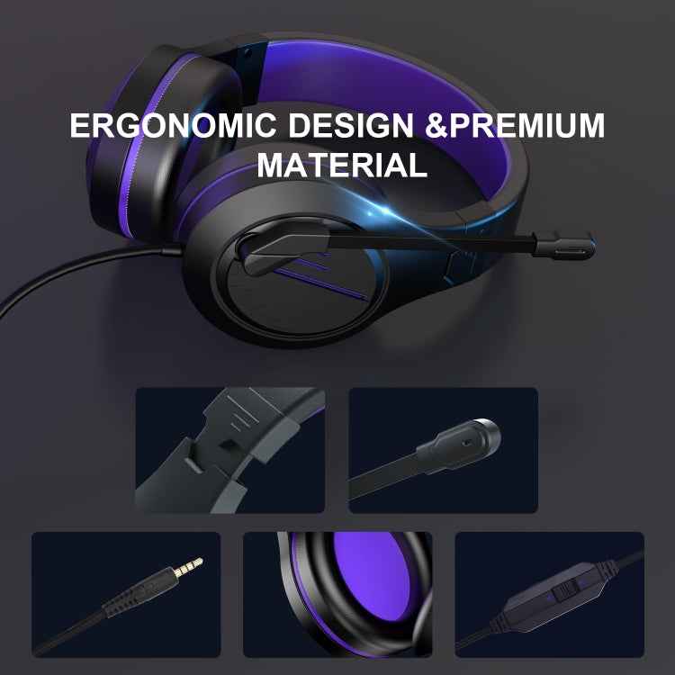 SADES MH601 3.5mm Plug Wire-controlled Noise Reduction E-sports Gaming Headset with Retractable Microphone, Cable Length: 2.2m