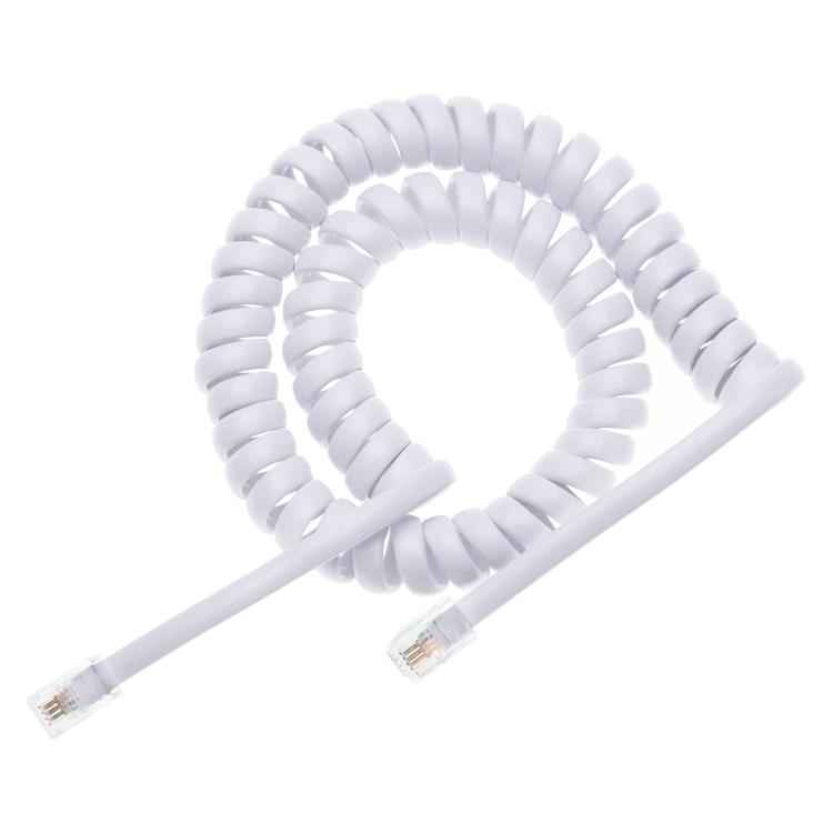 4 Core Male to Male RJ11 Spring Style Telephone Extension Coil Cable Cord Cable, Stretch Length: 3m(White)