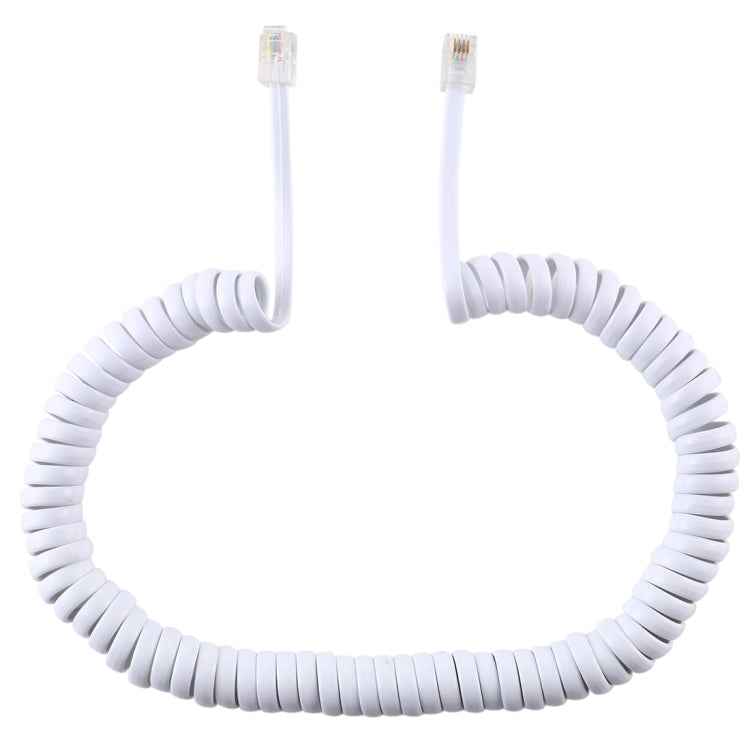 4 Core Male to Male RJ11 Spring Style Telephone Extension Coil Cable Cord Cable, Stretch Length: 3m(White)