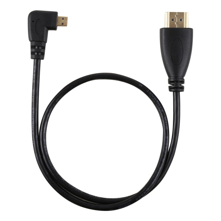 50cm 4K HDMI Male to Micro HDMI Left Angled Male Gold-plated Connector Adapter Cable, 50cm Left
