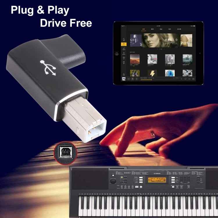 USB-C / Type C Female to USB 2.0 B MIDI Male Adapter for Electronic Instrument / Printer / Scanner / Piano