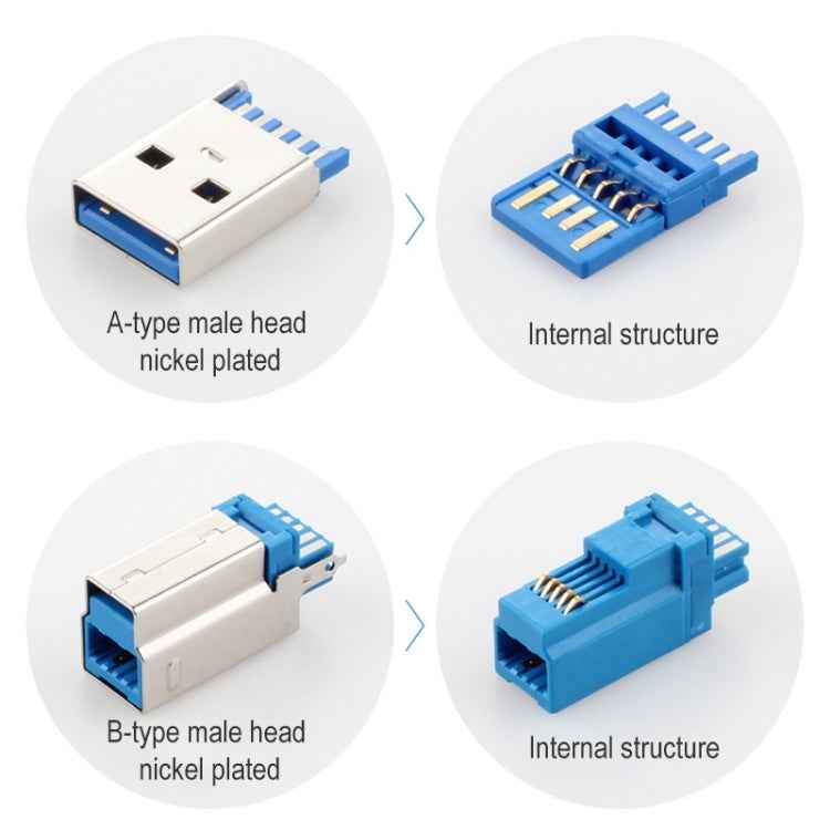USB 3.0 A Male to Right 90 Degrees Angle USB 3.0 Type-B Male High Speed Printer Cable, Cable Length: 2m