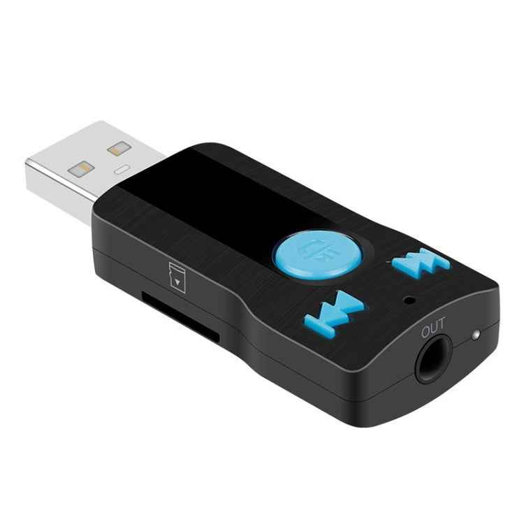 BC07 Mini Brushed Texture USB Bluetooth Receiver MP3 Player SD/TF Card Reader with Microphone & Audio Cable, Support Handsfree & AUX Output & 32GB Micro SD / TF Card & Two-sided USB Port Connecting