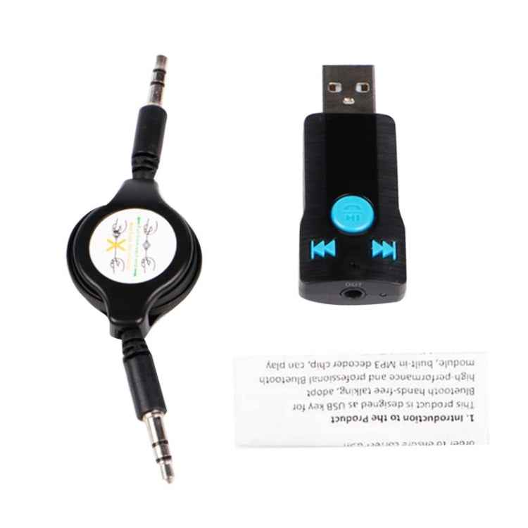 BC07 Mini Brushed Texture USB Bluetooth Receiver MP3 Player SD/TF Card Reader with Microphone & Audio Cable, Support Handsfree & AUX Output & 32GB Micro SD / TF Card & Two-sided USB Port Connecting