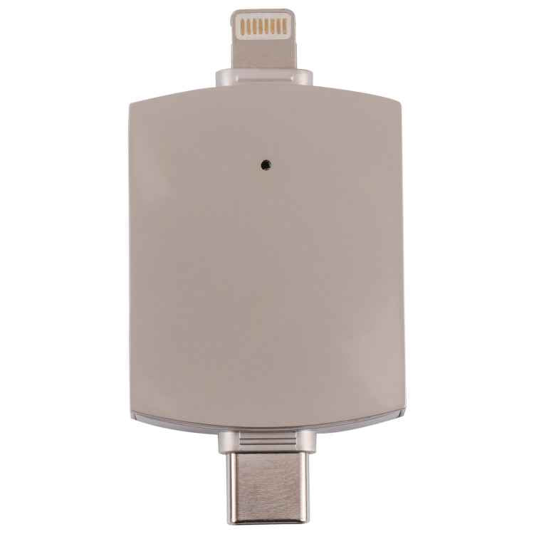 4 in 1 8 Pin + USB-C / Type-C Male to USB 3.0 + USB Female OTG Card Reader