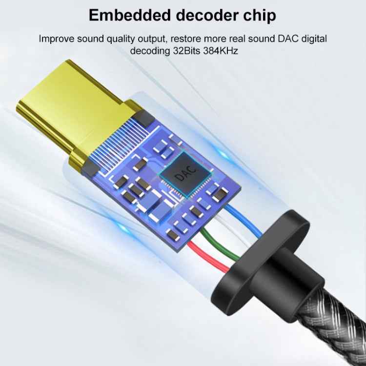 TA12-R2 USB-C / Type-C Male to 3.5mm Audio Female Single Crystal Copper Braid Earphone Adapter