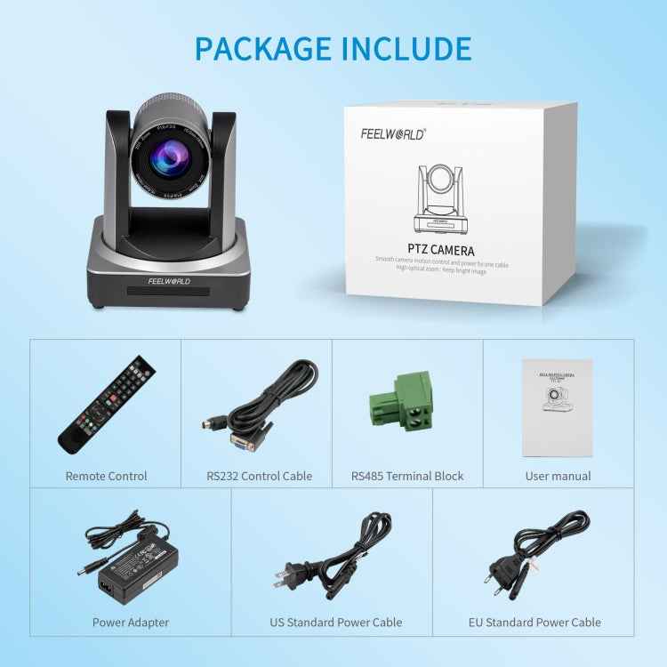 FEELWORLD POE20X Simultaneous 20X Optical Zoom Live Streaming PTZ Camera, EU and US Plug
