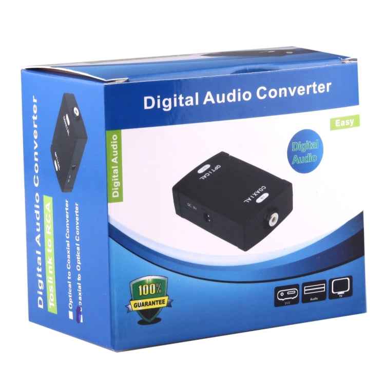 Coaxial RCA Input to Optical Toslink Output Digital Audio Converter Adapter