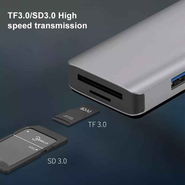 NK-3049HD 6 in 1 USB Male to MS / TF Card Slot + USB 3.0 + 3 USB 2.0 Female Adapter