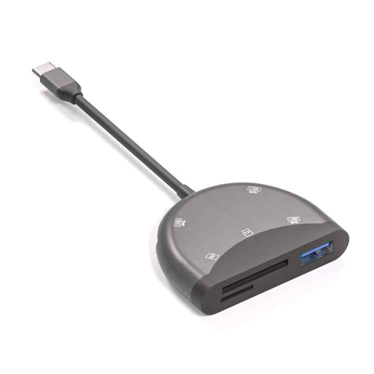 NK-3039 5 in 1 USB-C / Type-C Male to TF / SD Card Slot + 3 USB Female Adapter