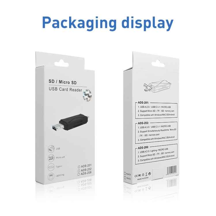 ADS-208 8 Pin+USB+Micro USB Multi-function Card Reader