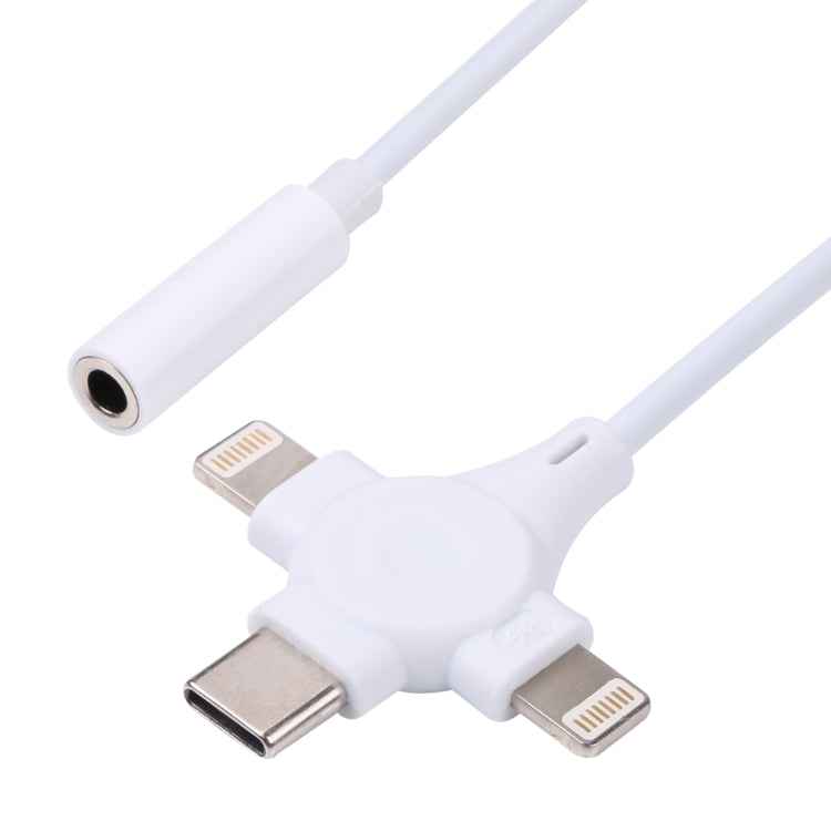 Dual 8 Pin+USB-C/Type-C Male to 3.5mm Female Digital Audio Adapter Cable