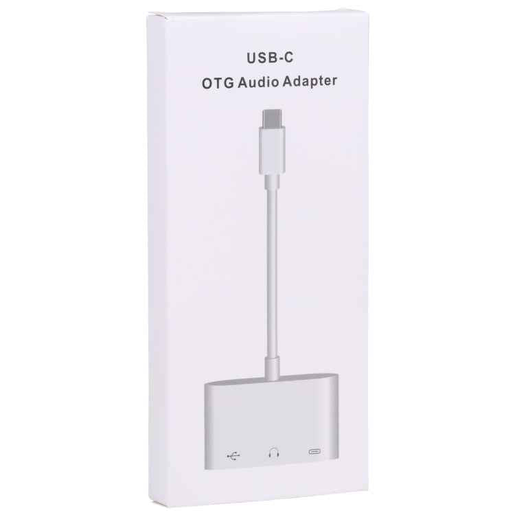 3 in 1 USB-C / Type-C Male to Type-C + USB + 3.5mm Female OTG Adapter