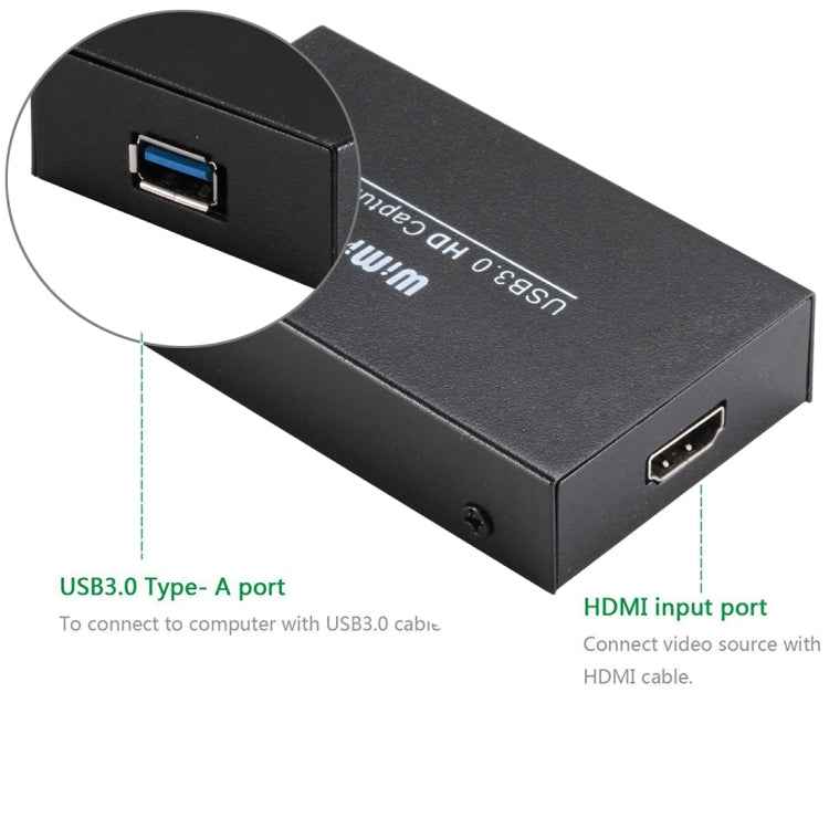WIMI EC288 USB 3.0 HDMI 1080P Video Capture Device Stream Box, No Need Install Driver
