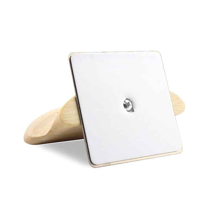 Square Stainless Steel Patch + Solid Wood Wall-mounted Headset Holder