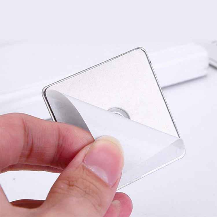 Square Stainless Steel Patch + Solid Wood Wall-mounted Headset Holder