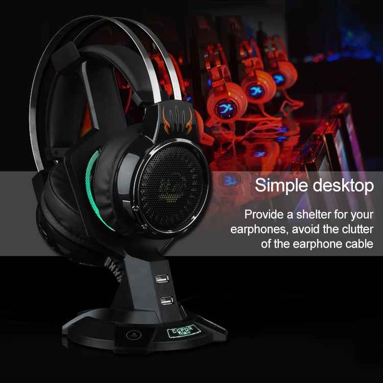 R-008-02 Luminous Integrated Mecha-shaped Headset Holder with Dual USB Ports & Computer Switch