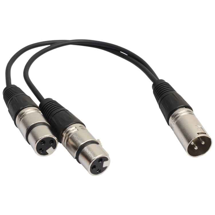 30cm 3 Pin XLR CANNON 1 Male to 2 Female Audio Connector Adapter Cable for Microphone / Audio Equipment, 1 Male to 2 Female Silver