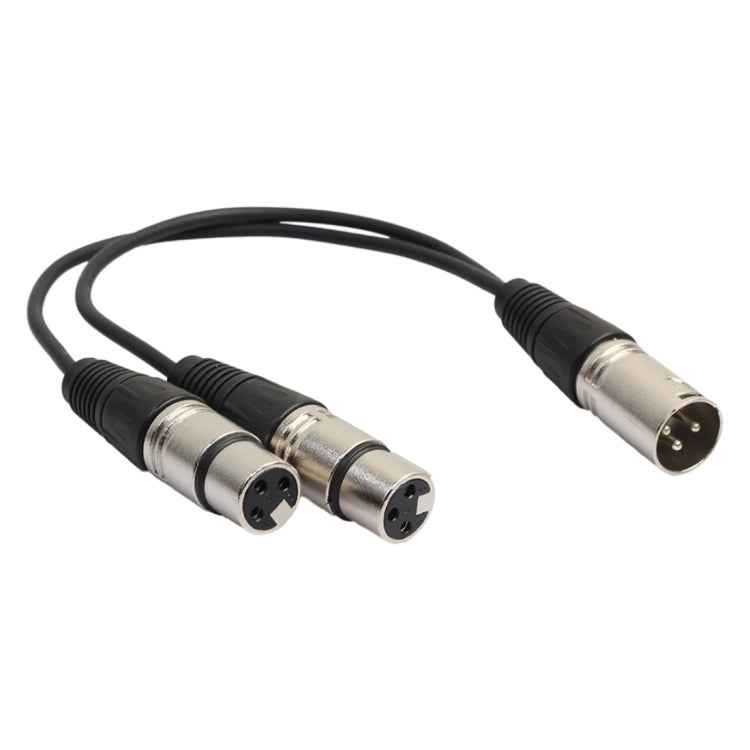 30cm 3 Pin XLR CANNON 1 Male to 2 Female Audio Connector Adapter Cable for Microphone / Audio Equipment, 1 Male to 2 Female Silver
